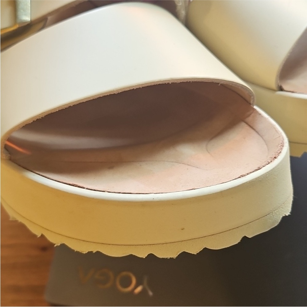 BIRKENSTOCK Papillio The Almina Platform Wedge ECRU Slide Sandals - Picture 5 of 13